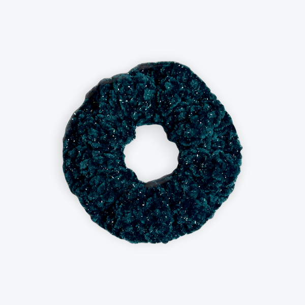 Teal Green Sparkle Velvet Scrunchy