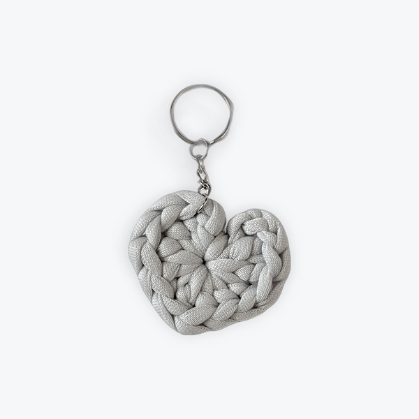 Pale Gray Heart Keychain