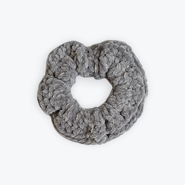 Silver Sparkle Velvet Scrunchy