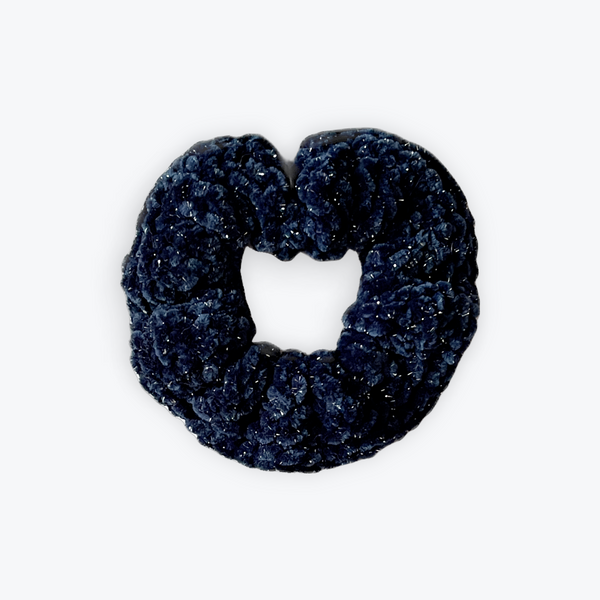 Navy Sparkle Velvet Scrunchy