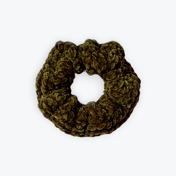 Olive Sparkle Velvet Scrunchy