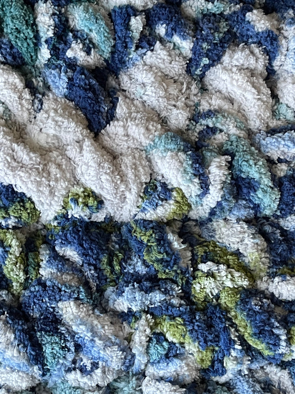 Blue Splash Chunky Crochet Blanket