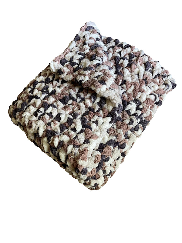 Mottled Taupe Chunky Crochet Blanket