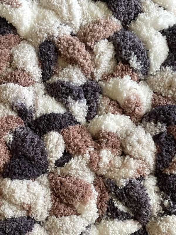 Mottled Taupe Chunky Crochet Blanket