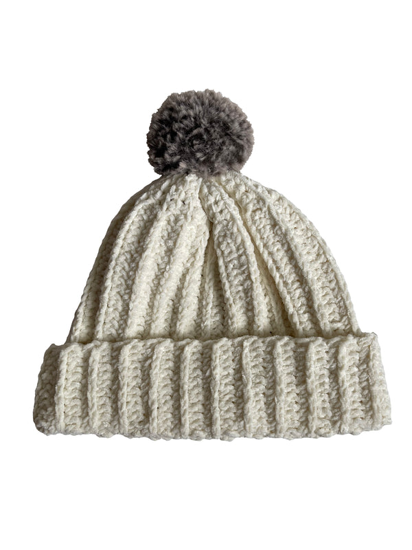 Polar Bear With Mink Pom Beanie