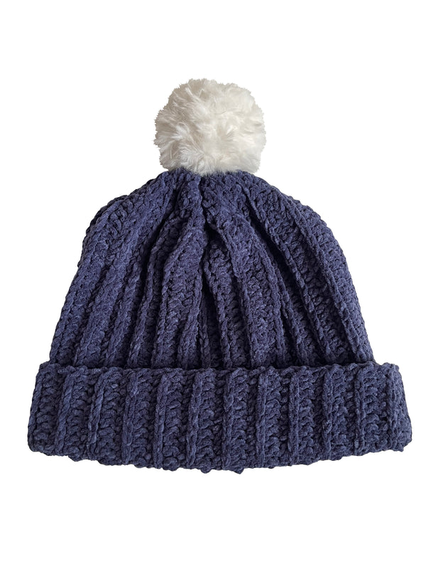 Navy With White Pom Beanie
