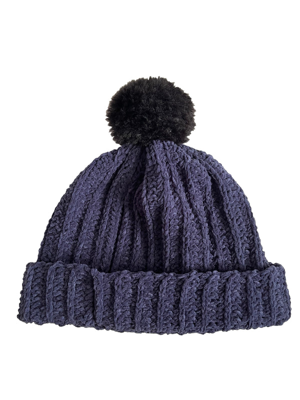 Navy With Black Pom Beanie