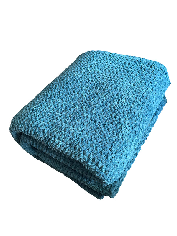 Dark Teal Cozy Crochet Blanket