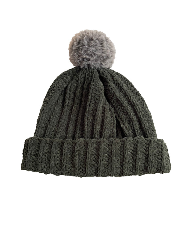 Forest Green With Husky Pom Beanie