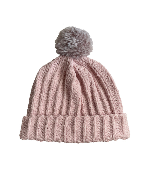 Piglet With Frosted Mauve Pom Beanie