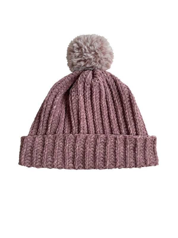 Elderberry With Frosted Mauve Pom Beanie