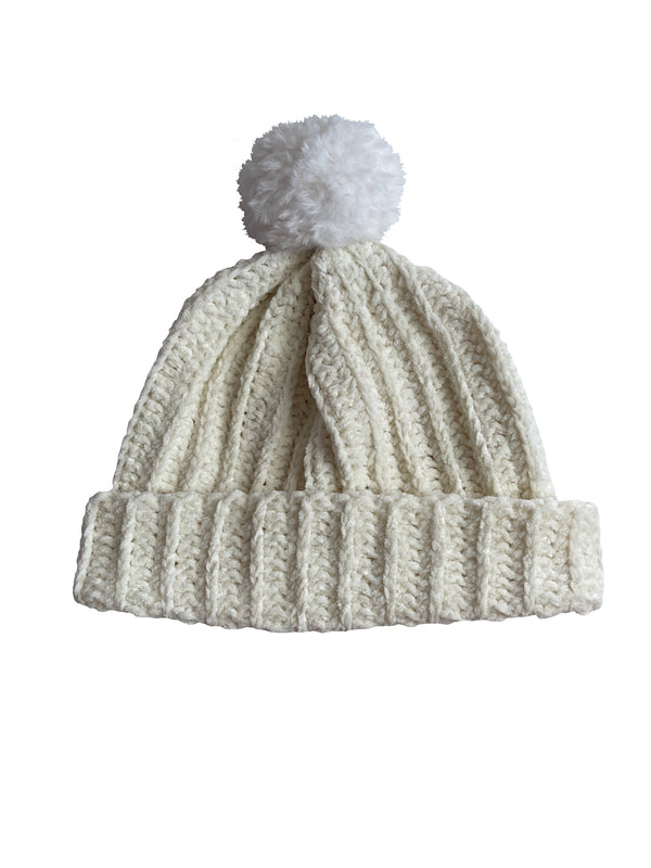 Polar Bear With White Pom Beanie