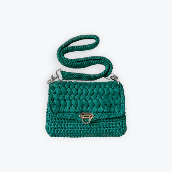 Peacock Green With Silver Purse