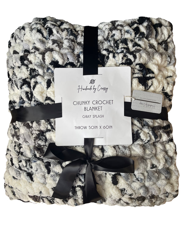 Gray Splash Chunky Crochet Blanket