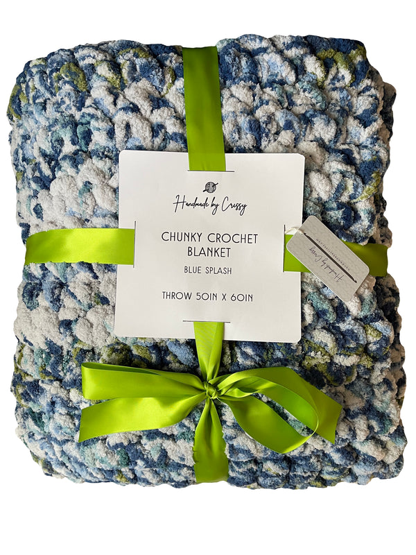 Blue Splash Chunky Crochet Blanket