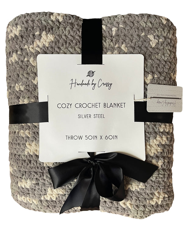 Silver Steel Cozy Crochet Blanket