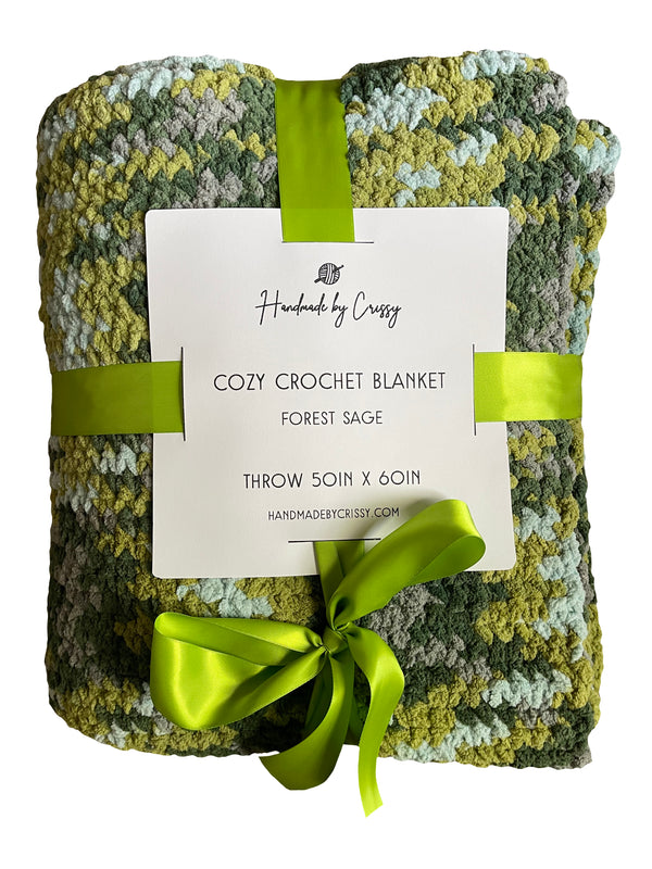 Forest Sage Cozy Crochet Blanket