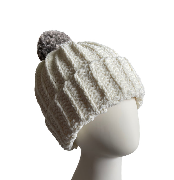 Polar Bear With Mink Pom Beanie