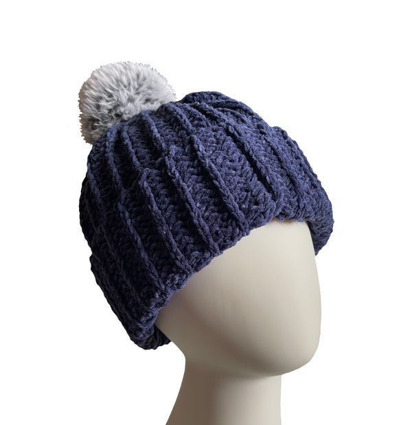 Navy With Wolf Pom Beanie