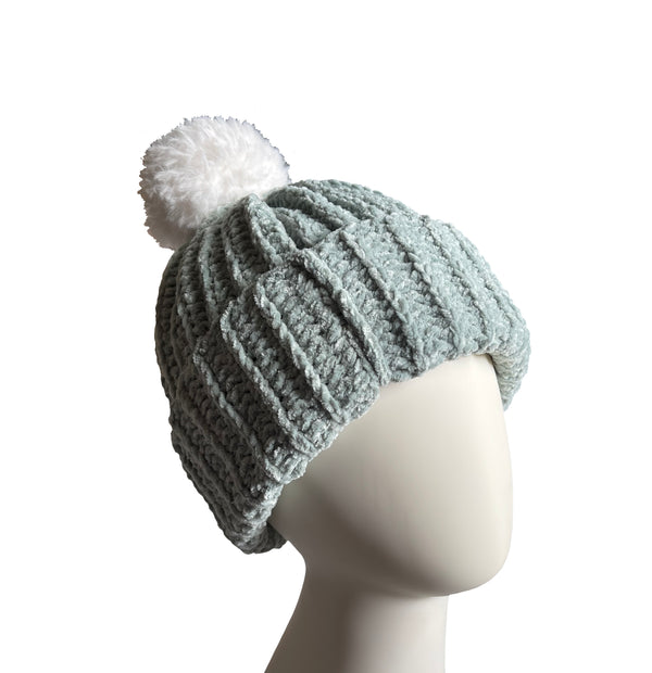 Jade With White Pom Beanie