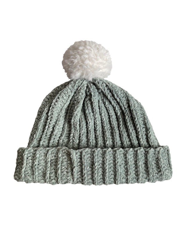 Jade With White Pom Beanie