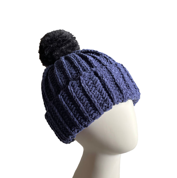 Navy With Black Pom Beanie
