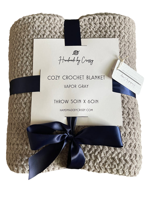 Vapor Gray Cozy Crochet Blanket