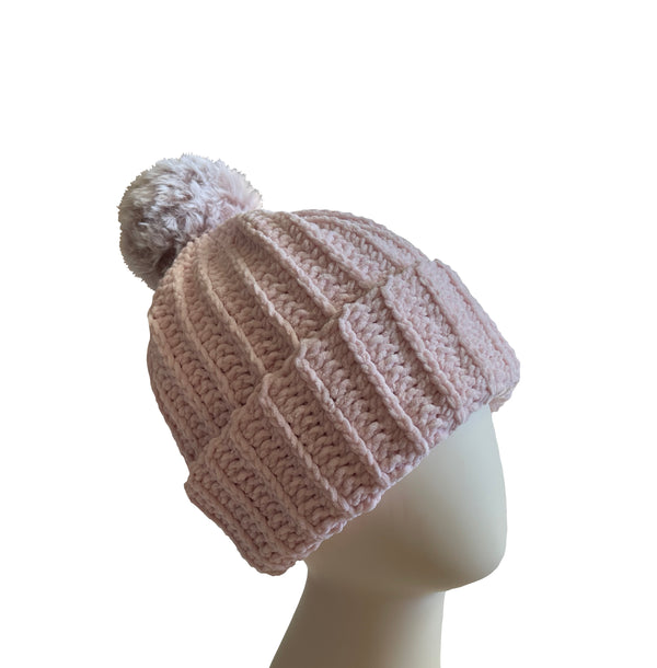 Piglet With Frosted Mauve Pom Beanie