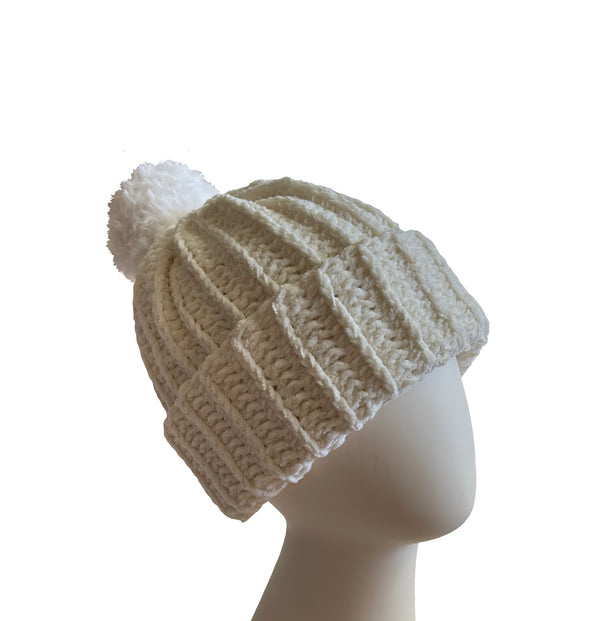 Polar Bear With White Pom Beanie